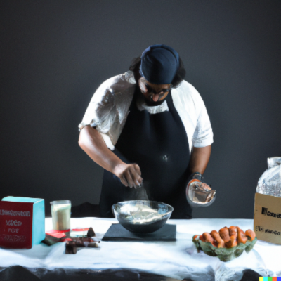 Pastelero preparando las órdenes de servicio